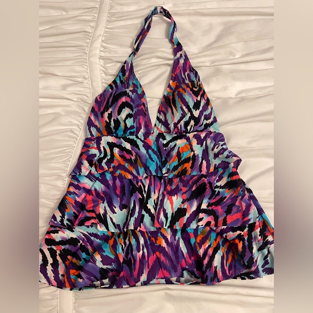 Caribbean Joe Multicolor Tankini Halter Top
